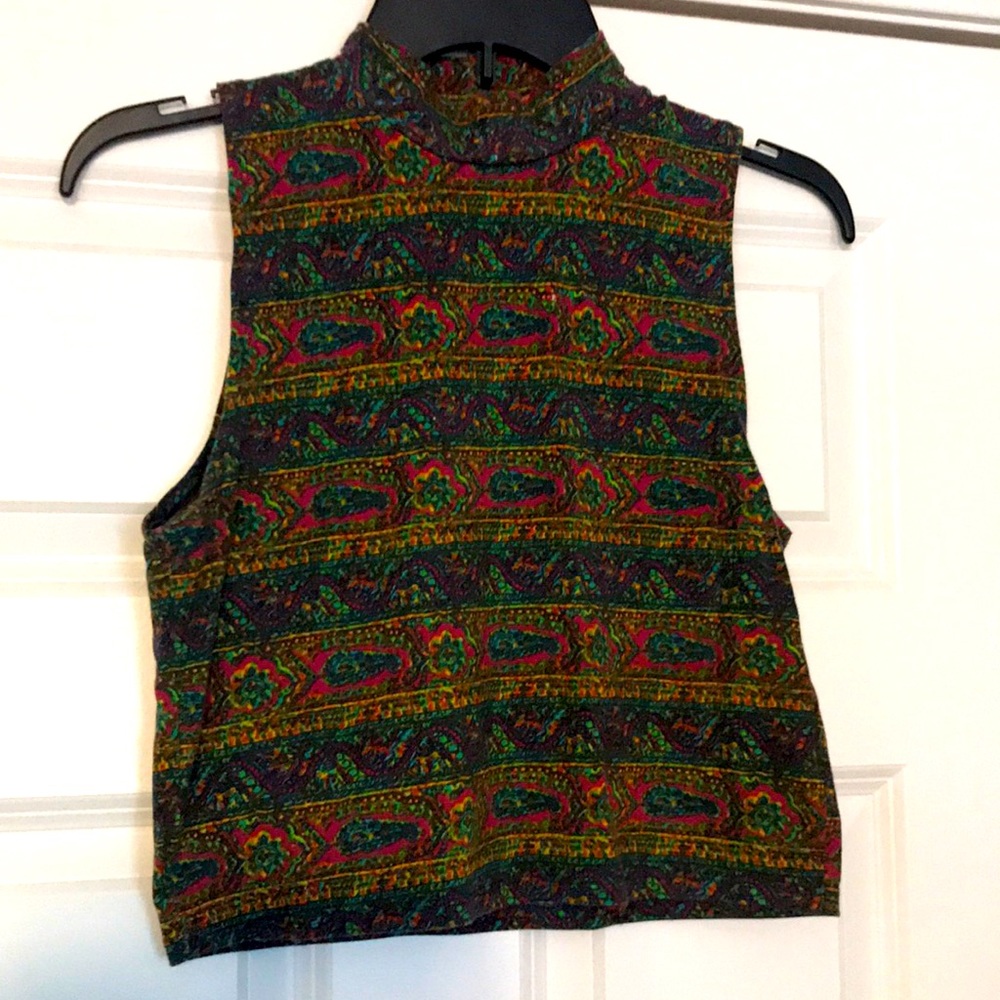Paisley mock neck crop top